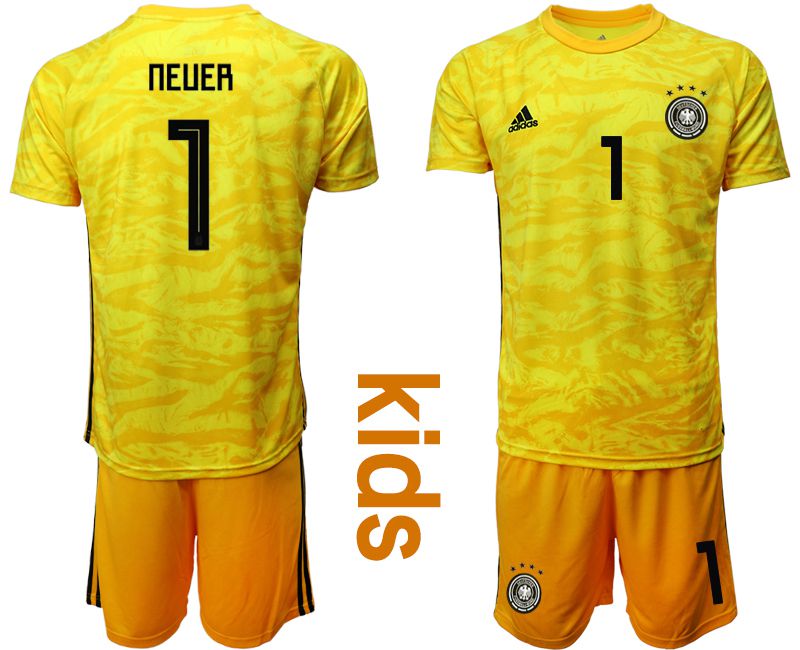 Youth 2019-2020 Season National Team Germany yellow goalkeeper #1 Soccer Jerseys->->Soccer Country Jersey